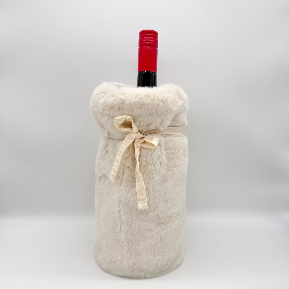 POTTERY BARN Faux Fur Wine Bottle Bag